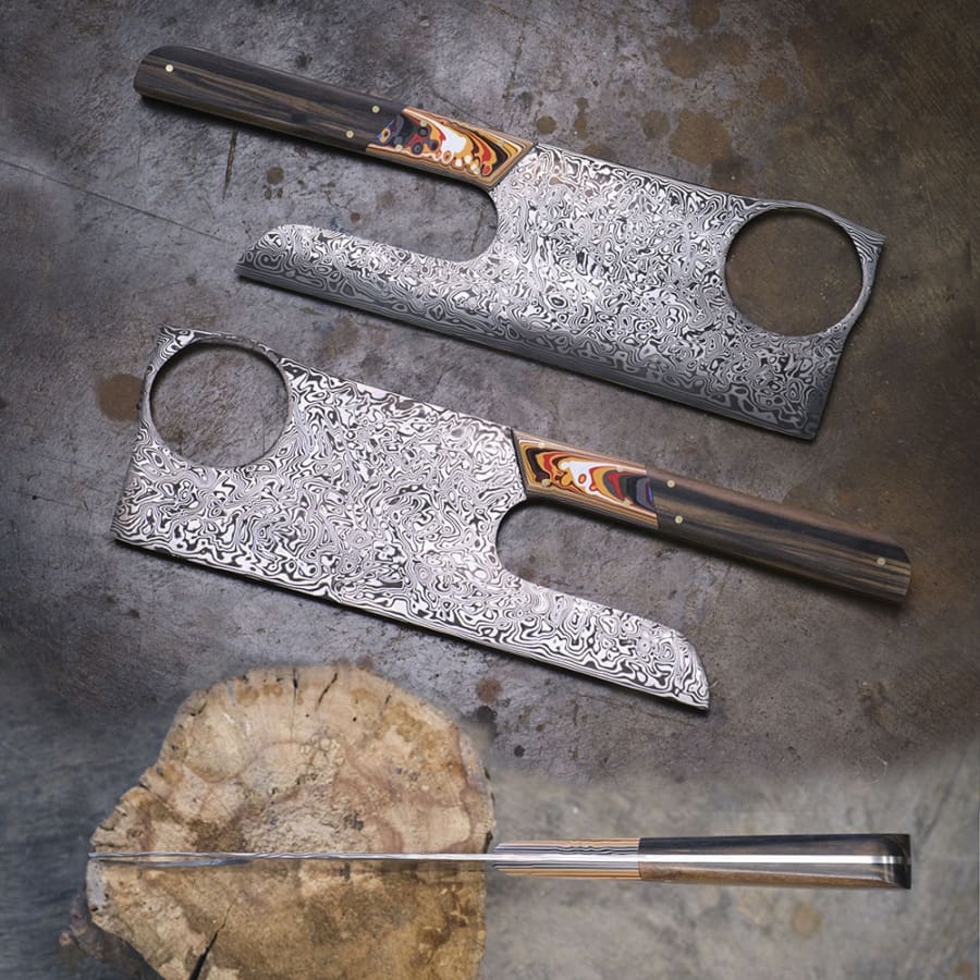 cleaver, damasteel pattern steel, stainlesssteel, swedish steel
