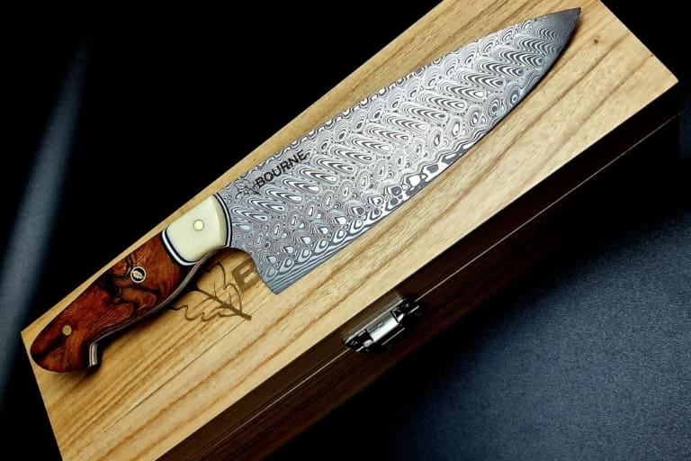 Large Ægir™ pattern western chef's knife with Arizona desert ironwood handle