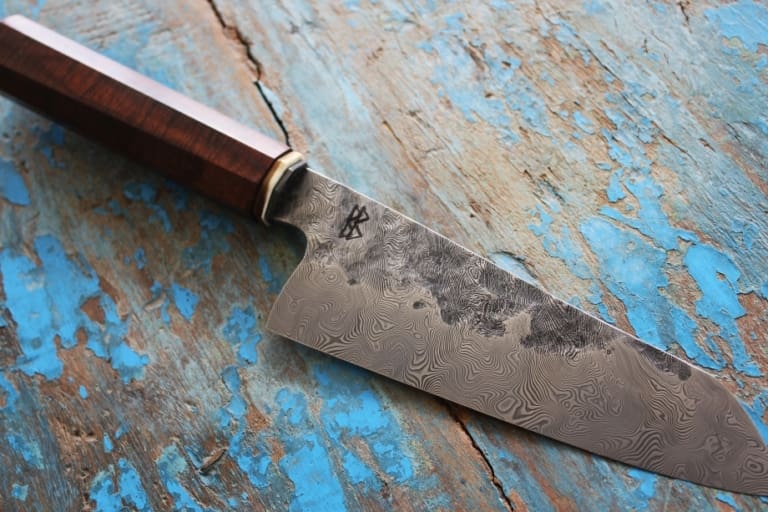 Bjorkman’s Twist Santoku with Curly Red Rosewood Handle 