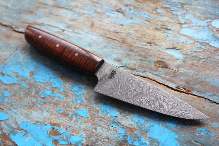 Grabak Full Tang Paring Knife with Curly Koa Handle 